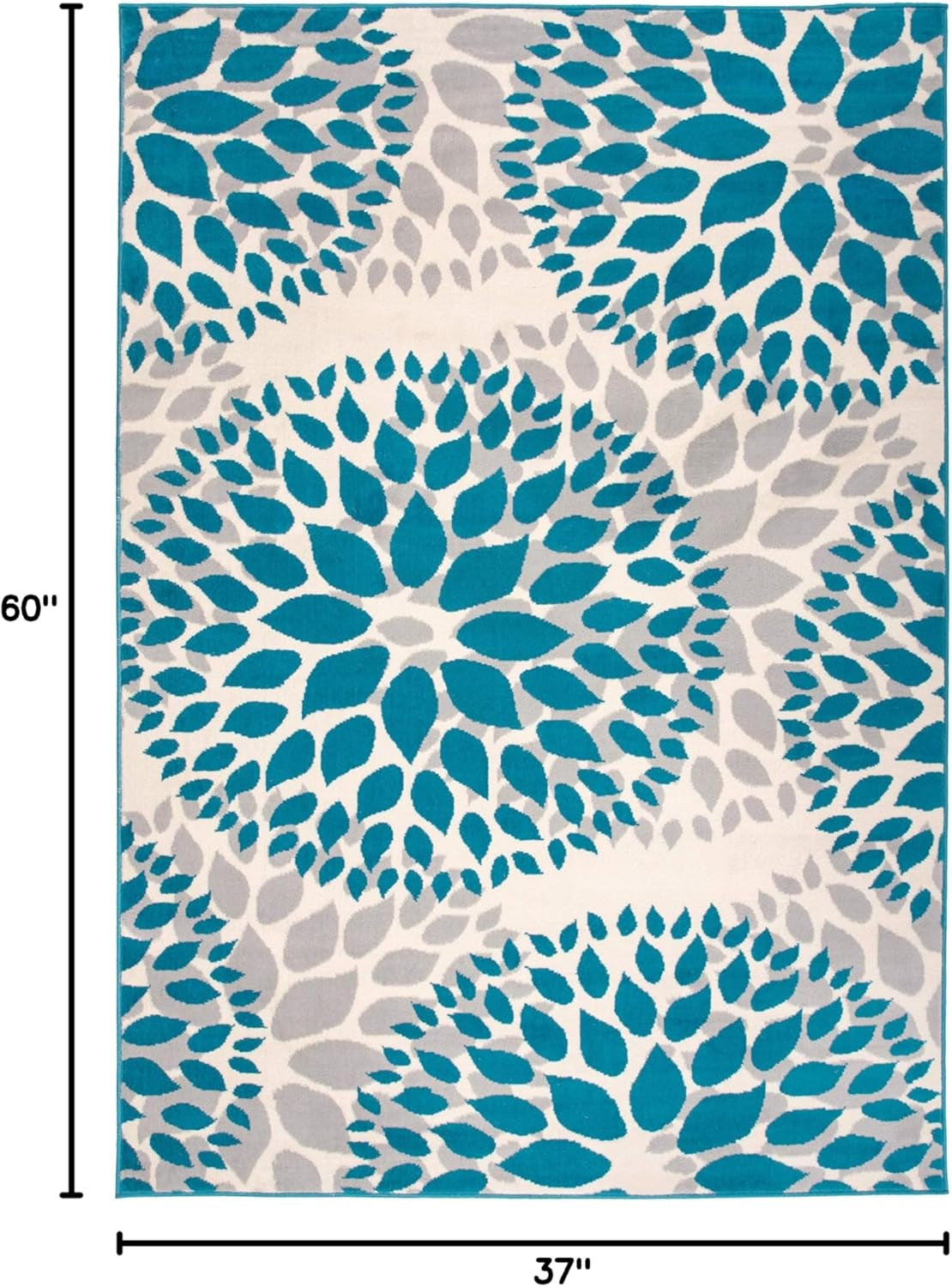 Modern Floral Circles Design for Living Room,Bedroom,Home Office,Kitchen Non Shedding Area Rug 3'1" X 5' Blue - Puck's