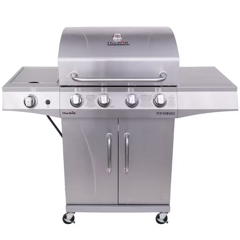 Performance Series Silver 4-Burner Liquid Propane Gas Grill with 1 Side Burner - Puck's