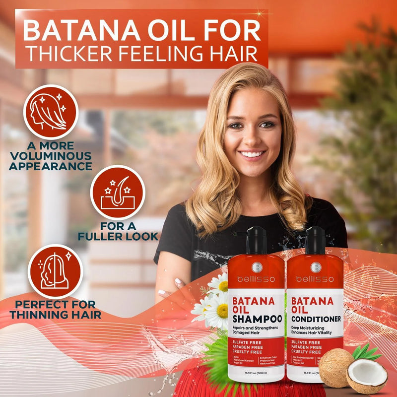 Batana Oil Shampoo and Conditioner Set Thickening Hair Products for Women And - Puck's