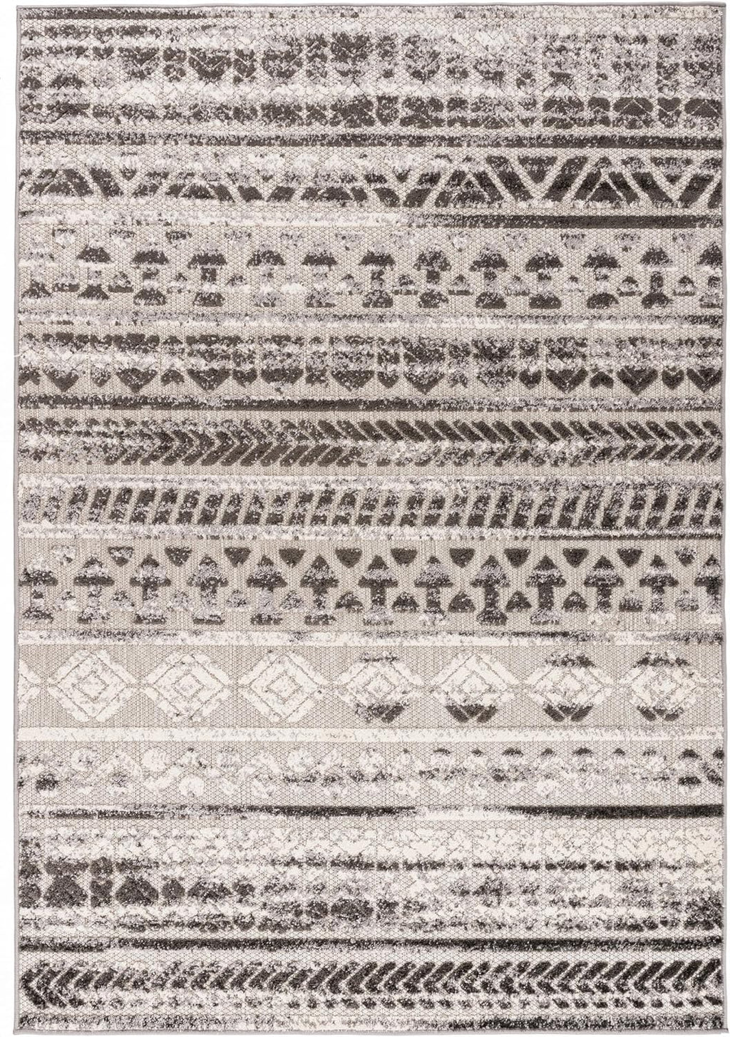 Modern Stripes Geometric Indoor/Outdoor Area Rug 5' X 7' Gray - Puck's