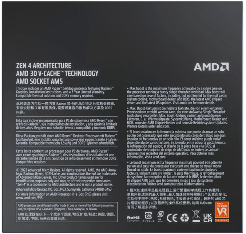 Ryzen 7 7800X3D - Ryzen 7 7000-serie 8-core Socket AM5 120W Radeon Graphics Desktop Processor - 100-100000910WOF - Puck's