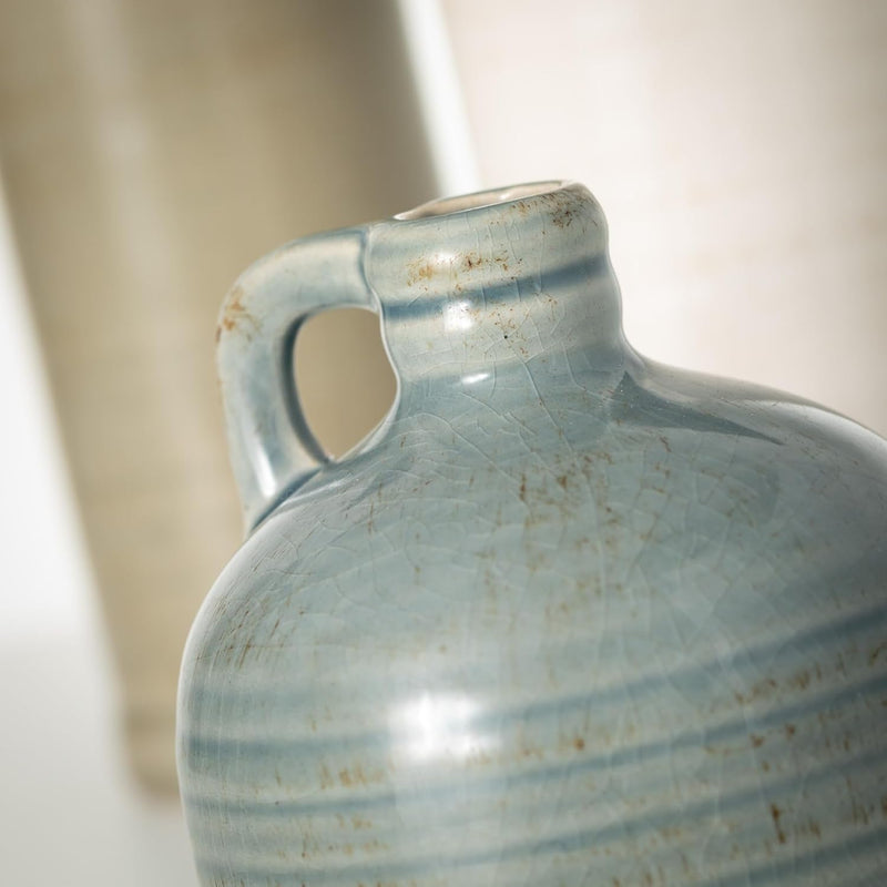 Ceramic Jug Vase Set, Farmhouse Decor, Kitchen, Bedroom, Office, Living Room, Bathroom, & Coffee Table Centerpiece Decorations, Vases for Decor, Mantle & Shelf (CM2431) - Puck's