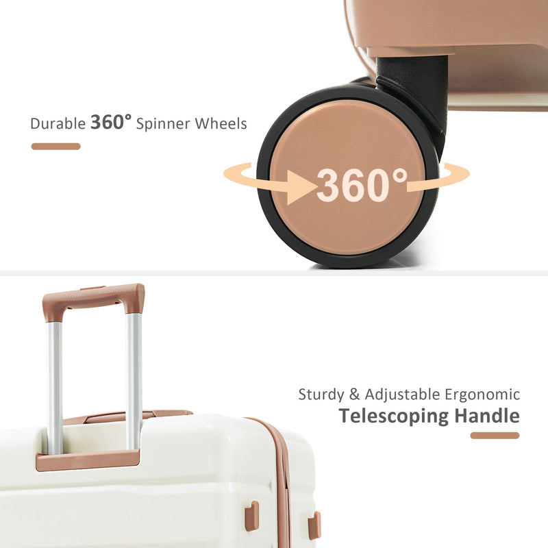 Luggage Sets 4 Piece, ABS Durable Suitcase with Travel Bag, ABS Hard - Puck's