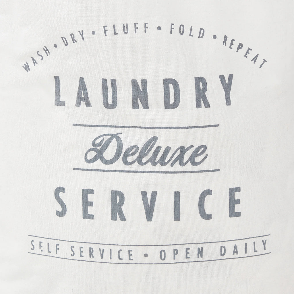 Ivory/Grey Canvas Laundry Hamper, 16" X 25"