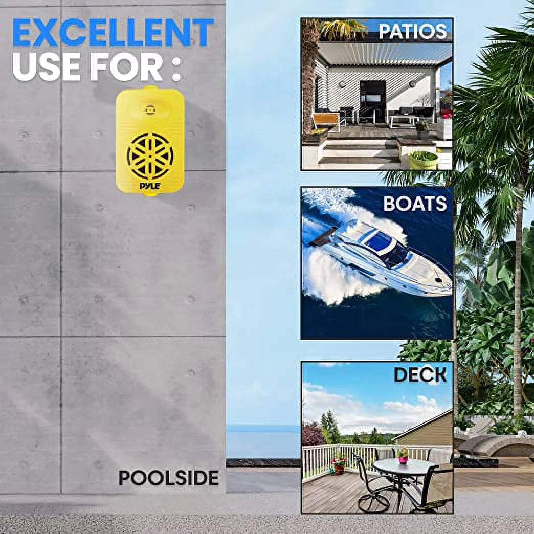 Indoor Outdoor Speakers 500 Watt Dual Waterproof 5.25"2-Way Full Range Speaker System, Yellow - Puck's