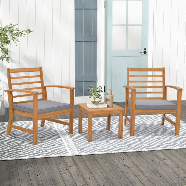 3 Pieces Outdoor Furniture Set with Soft Seat Cushions - Puck's
