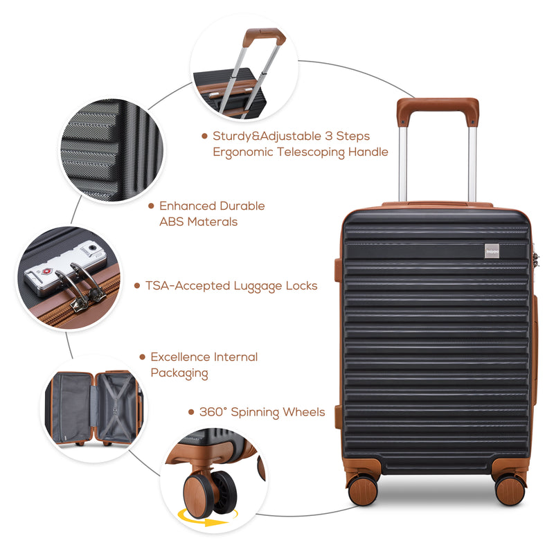 20" Carry-On Luggage, Hard Luggage with Spinner Wheels, Lightweight Luggage Set with TSA Lock - Puck's