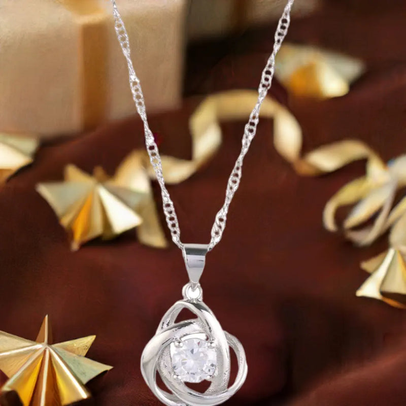 Round Knot Pendant Necklace with Cubic Zirconia - Puck's