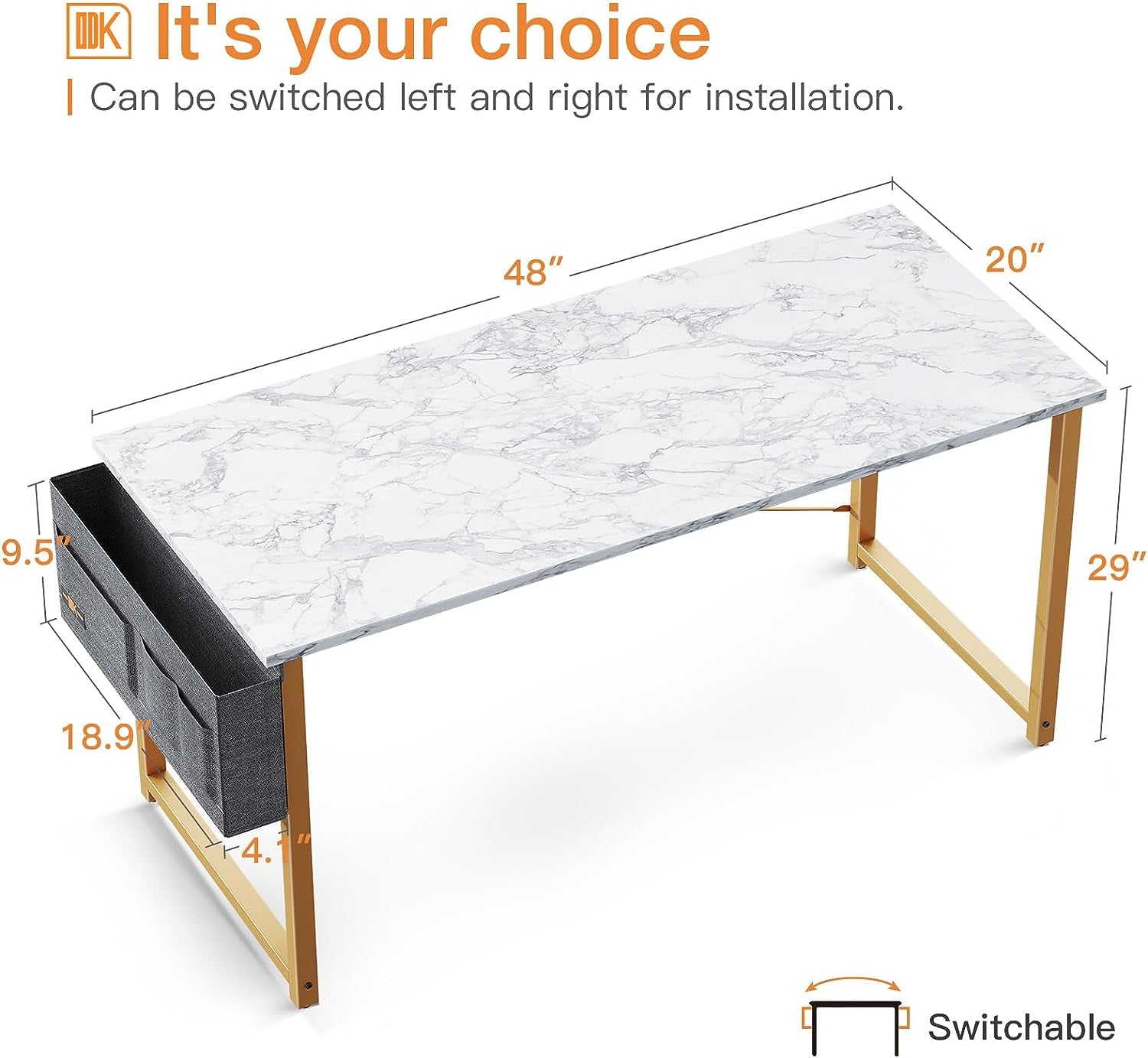 48 Inch Computer Desk, Writing Desk Home Office Desk PC Study Table, Work Desk W - Puck's