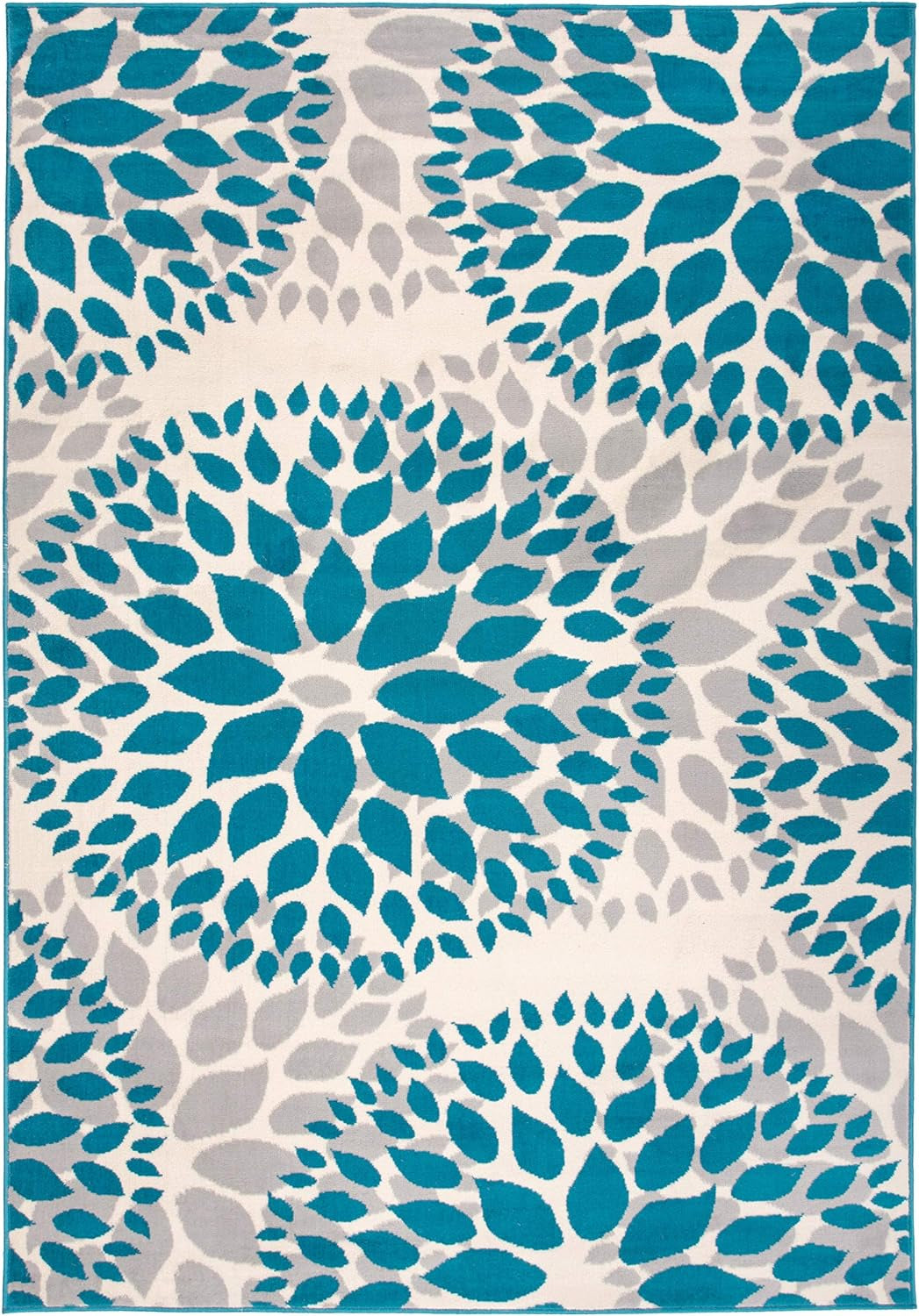 Modern Floral Circles Design for Living Room,Bedroom,Home Office,Kitchen Non Shedding Area Rug 3'1" X 5' Blue - Puck's