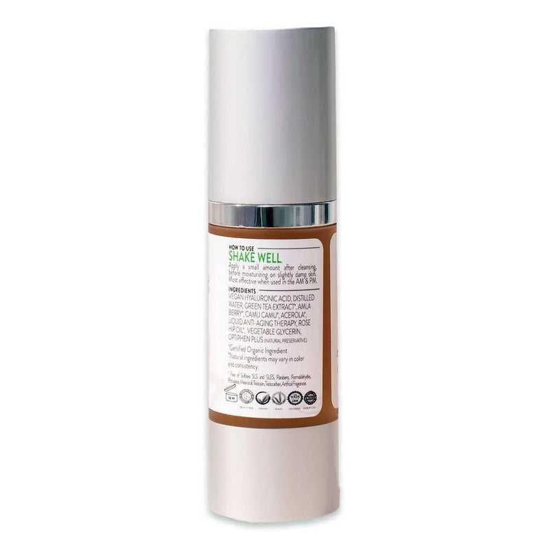 Organic Face Serum with Hyaluronic Acid Vitamin C Helps Reduce Fine Lines 1 Oz - Puck's