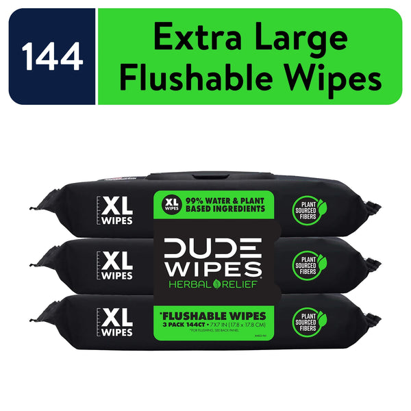 Wipes Flushable Wipes, XL Wet Wipes for at Home Use, Herbal Relief, 144 Count - Puck's