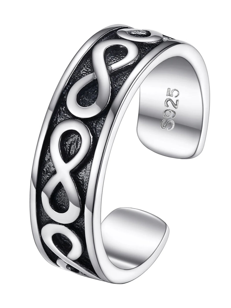 Infinity Toe Ring for Women 925 Sterling Silver Adjustable Open Toe Band Ring Hypoallergenic Beach Foot Jewelry Gift for Summer Holiday - Puck's