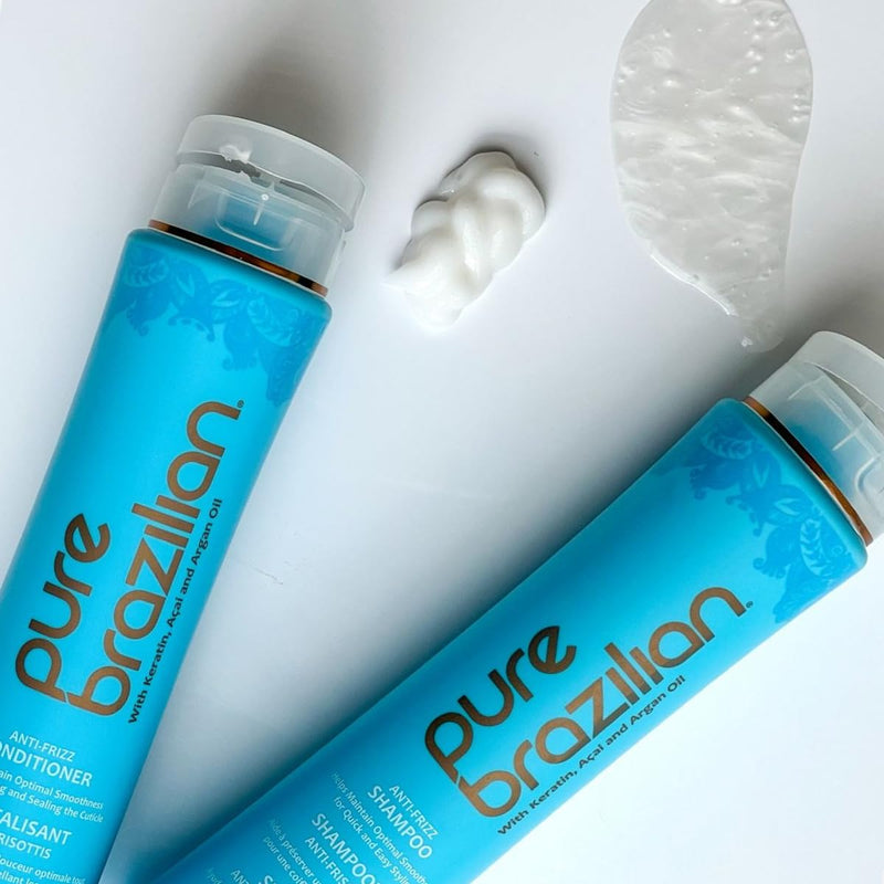 Anti-Frizz Daily Shampoo & Conditioner, Salt-Free & Color Safe, Enriched with Keratin, Argan Oil & Acai, 13.5 Ounce (400 Milliliter) - Puck's