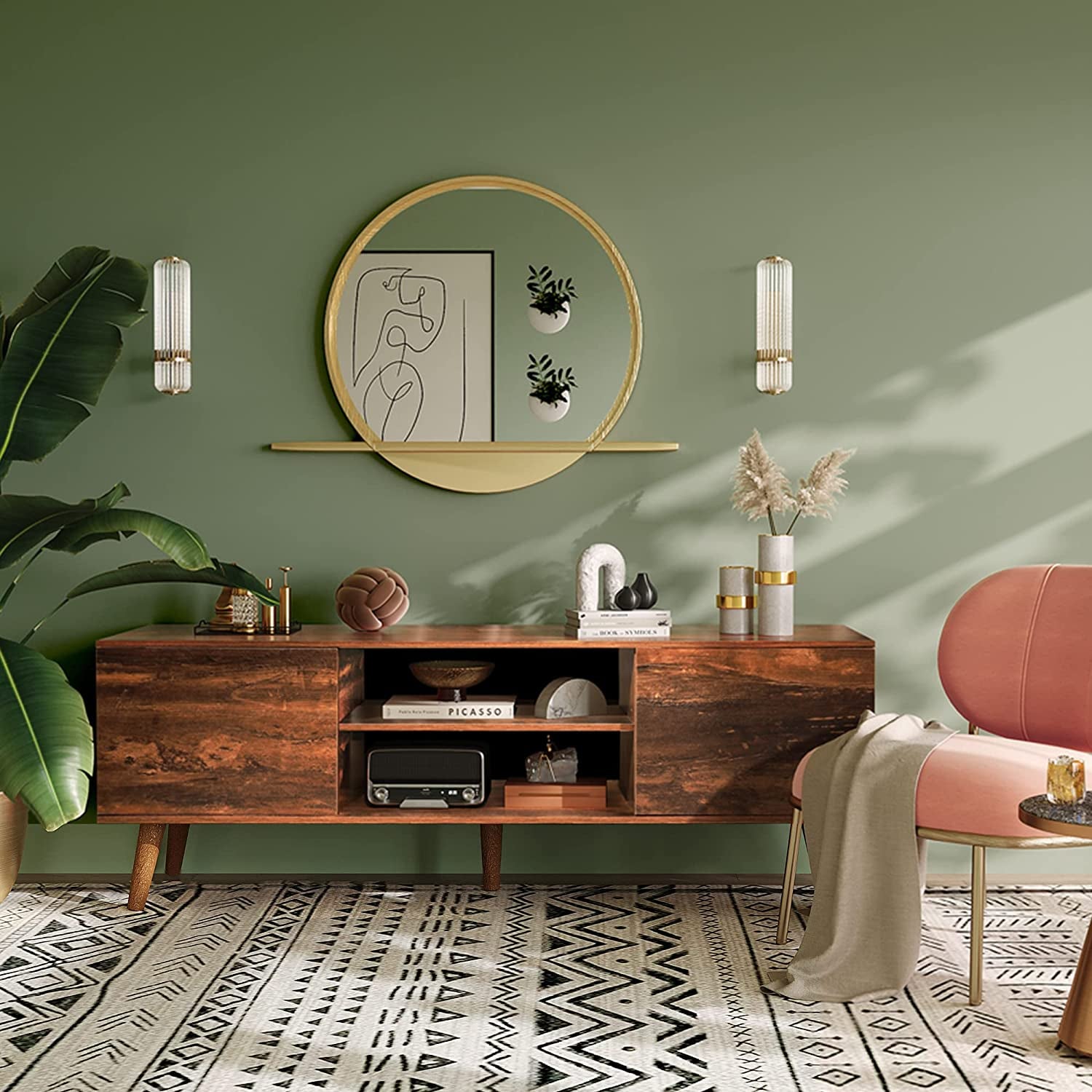 TV Stand for 55 60 Inch TV, Mid Century Modern TV Console, Entertainment Center - Puck's