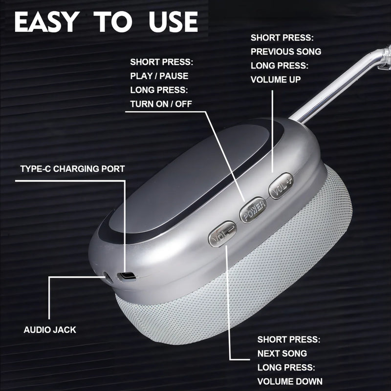 Wireless Headphones Bluetooth,Over Ear Headphones with Microphones for Ios/Android,Silver - Puck's