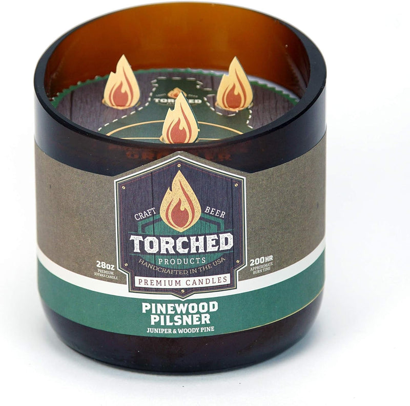 Beer Scented Candles | Natural Soy Wax Candle | Pinewood Pilsner Scent 28 Oz | Makes a Great Gift for Men, Beer Lovers, and Collectors | Bar Man-Cave Decor and Accessories - Puck's
