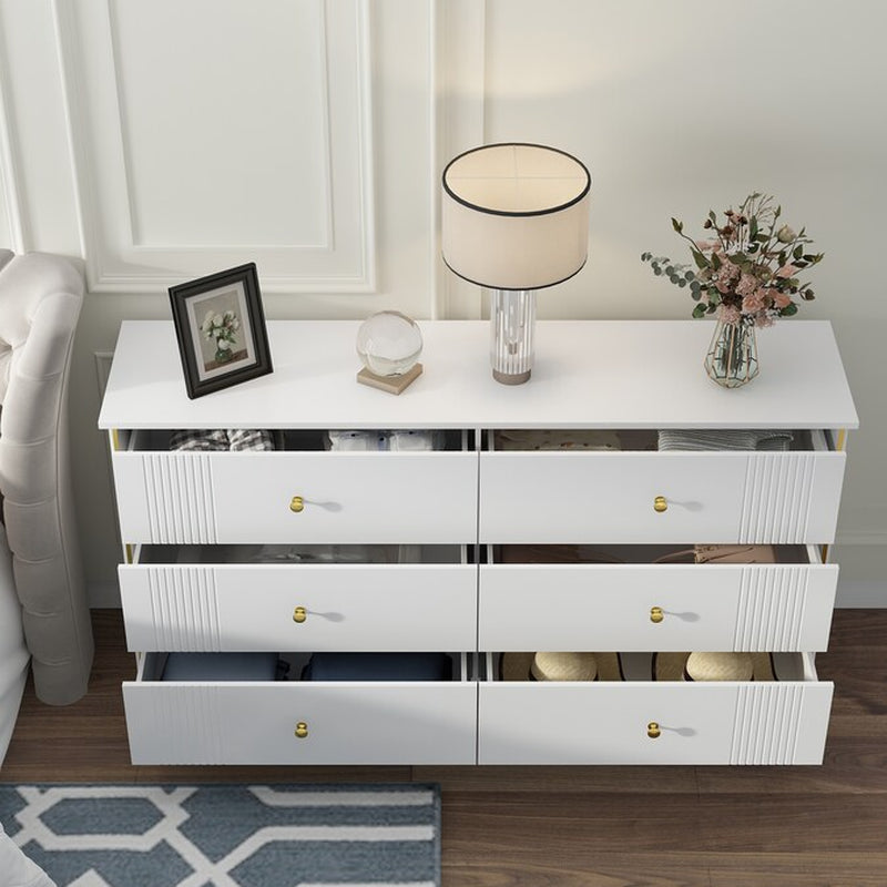 White 6-Drawer Standard Dresser - Puck's