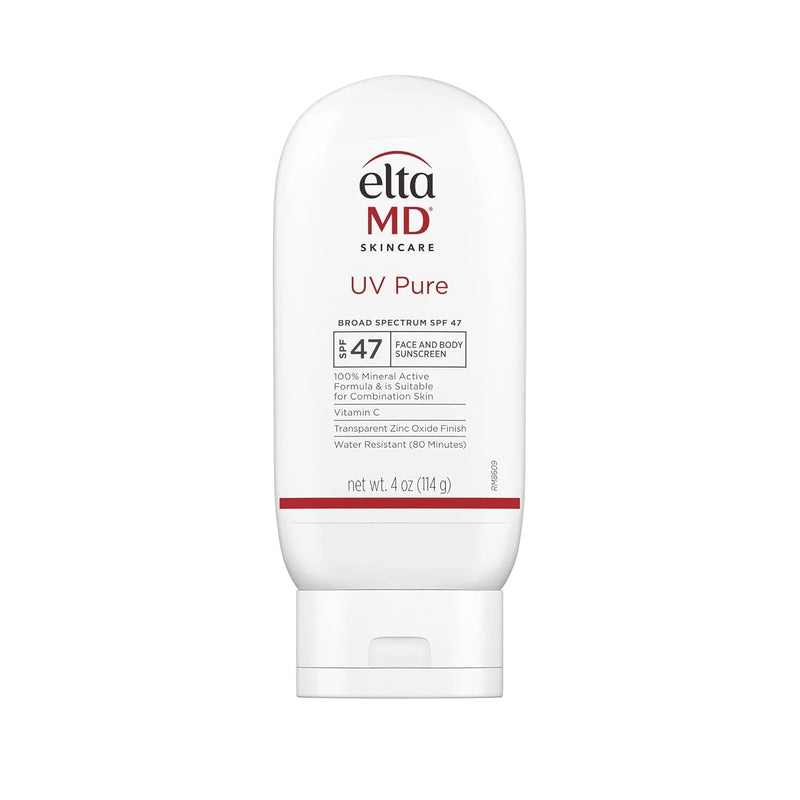 UV Pure Face and Body Sunscreen, SPF 47 Mineral Sunscreen for Kids and Adults, Water Resistant up to 80 Minutes, 4.0 Oz Sun Screen Tube