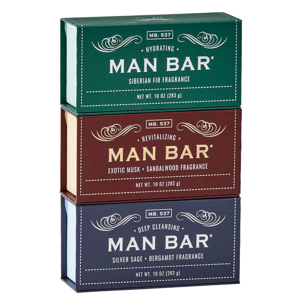 San Francisco Soap Co Man Bar 3-Piece Gift Set - No Harmful Chemicals - Good for All Skin Types - Made in the USA - Puck's