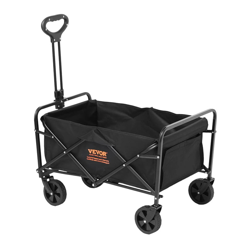 VEVOR Collapsible Folding Wagon, 2 Cu.Ft Beach Wagon Cart with All-Terrain 5In Wheels, Heavy Duty Folding Wagon Cart 220 Lbs Weight Capacity with Drink Holders, Sports Wagon for Camping, Shopping, Gar - Puck's
