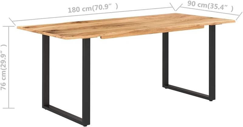 Dining Table with Solid Acacia Wood Table Top and Metal Black Table Leg for Kitchen,Dining Room Home Furniture 70.9"X35.4"X29.9"(Lxwxh) - Puck's