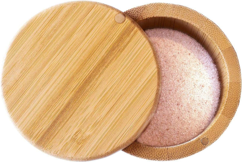 Salt Cellar Bamboo Storage Box with Magnetic Swivel Lid, 6 Ounce Capacity - Puck's