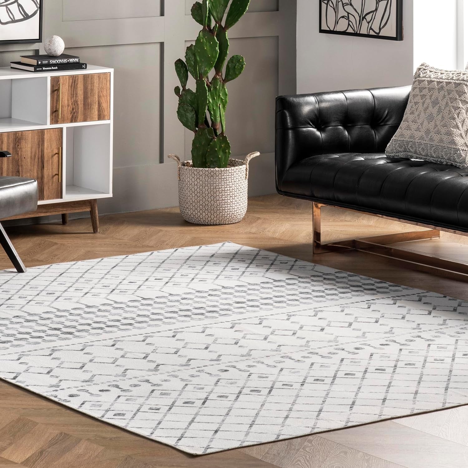 8' X 10' Spinclean Machine Washable Stain-Resistant Area Rug with Non Slip Backing, Low Profile for Living Room, Bedroom, and Dining Room, Blythe Grey - Puck's