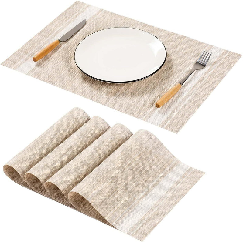 AHHFSMEI Placemats for Dining Table Set of 4 Woven Vinyl Plastic Place Mats Non- - Puck's