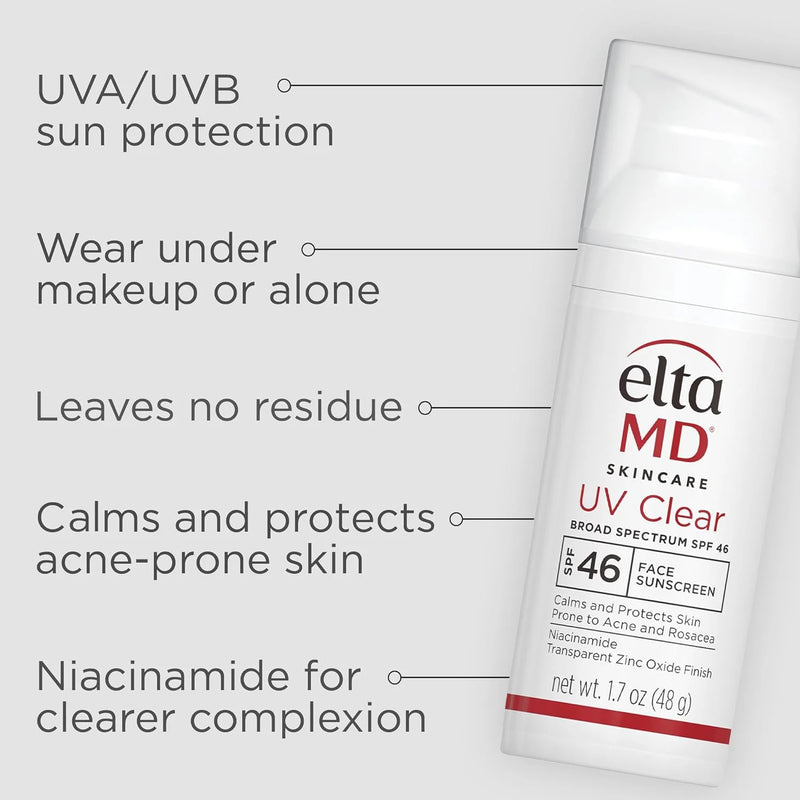 UV Clear Face Sunscreen SPF 46, Oil Free Sunscreen for Face with Zinc Oxide, Dermatologist Recommended Lotion,1.7 Oz Pump