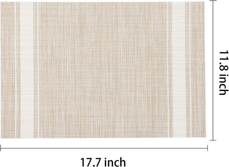 AHHFSMEI Placemats for Dining Table Set of 4 Woven Vinyl Plastic Place Mats Non- - Puck's