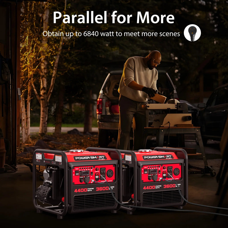 4400W Inverter Generator Gas Fuel Powered , CO Detect, Home Backup/Outdoor Use 62Lbs EPA - Puck's