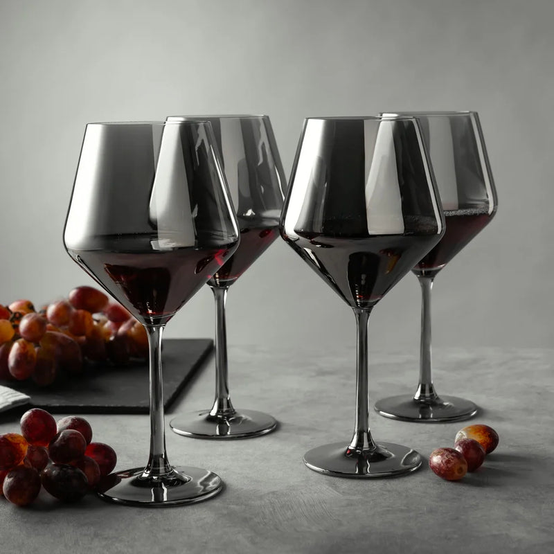 4-Pack Angled Wine Glass Set in Smoke Finish - Puck's