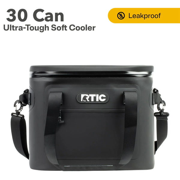 30 Can Ultra-Tough Soft Cooler, Leakproof Ice Chest Cooler with Waterproof Zipper, Black