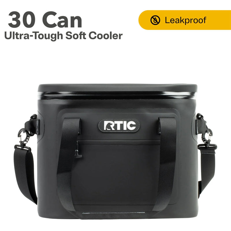 30 Can Ultra-Tough Soft Cooler, Leakproof Ice Chest Cooler with Waterproof Zipper, Black