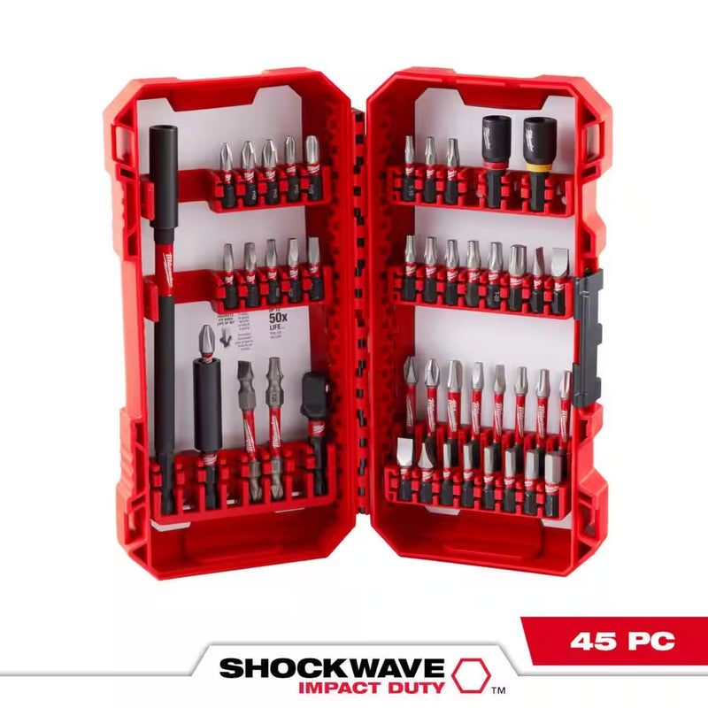 SHOCKWAVE Impact Duty Alloy Steel Screw Driver Bit Set (45-Piece) - Puck's