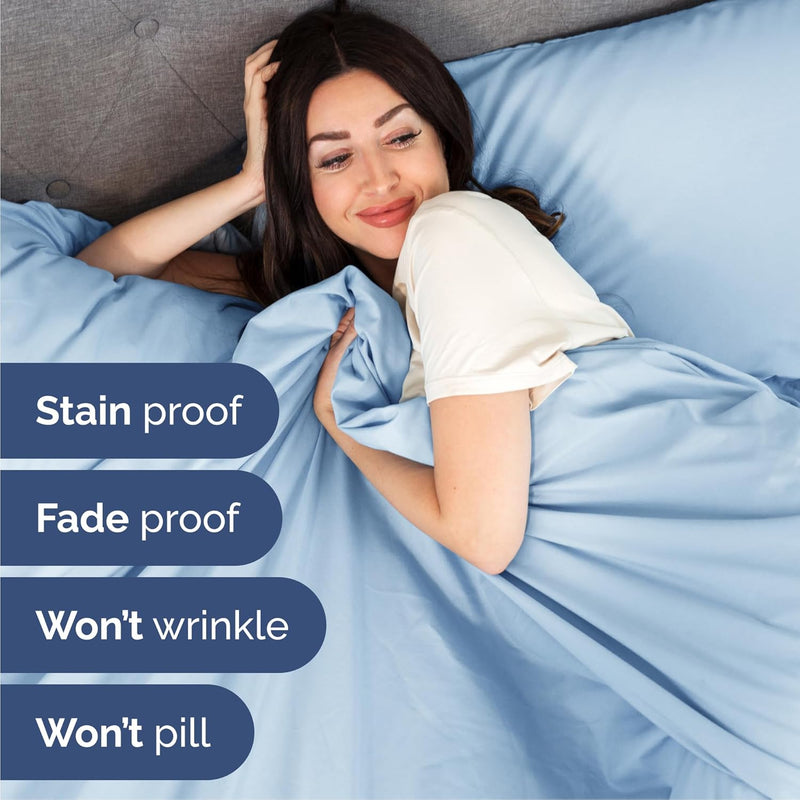 Cal King 6 Piece Sheet Set - Comfy, Breathable & Cooling - Hotel Luxury Bedding for Women, Men, Kids & Teens - 1 Flat & 1 Fitted Sheet & 4 Pillowcases W/Deep Pockets - Soft & Wrinkle Free - Baby Blue - Puck's