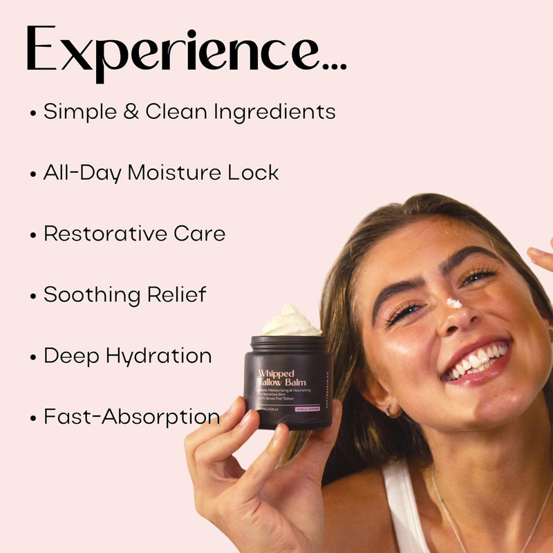 Beef Tallow for Skin (Unscented 2 Oz) - Whipped Tallow Balm for Face and Body - Natural Moisturizer for Sensitive Dry Skin - Handmade Body Butter - 100% Grass-Fed - Gentle Skincare Cream - Belly Butter Lotion - Puck's
