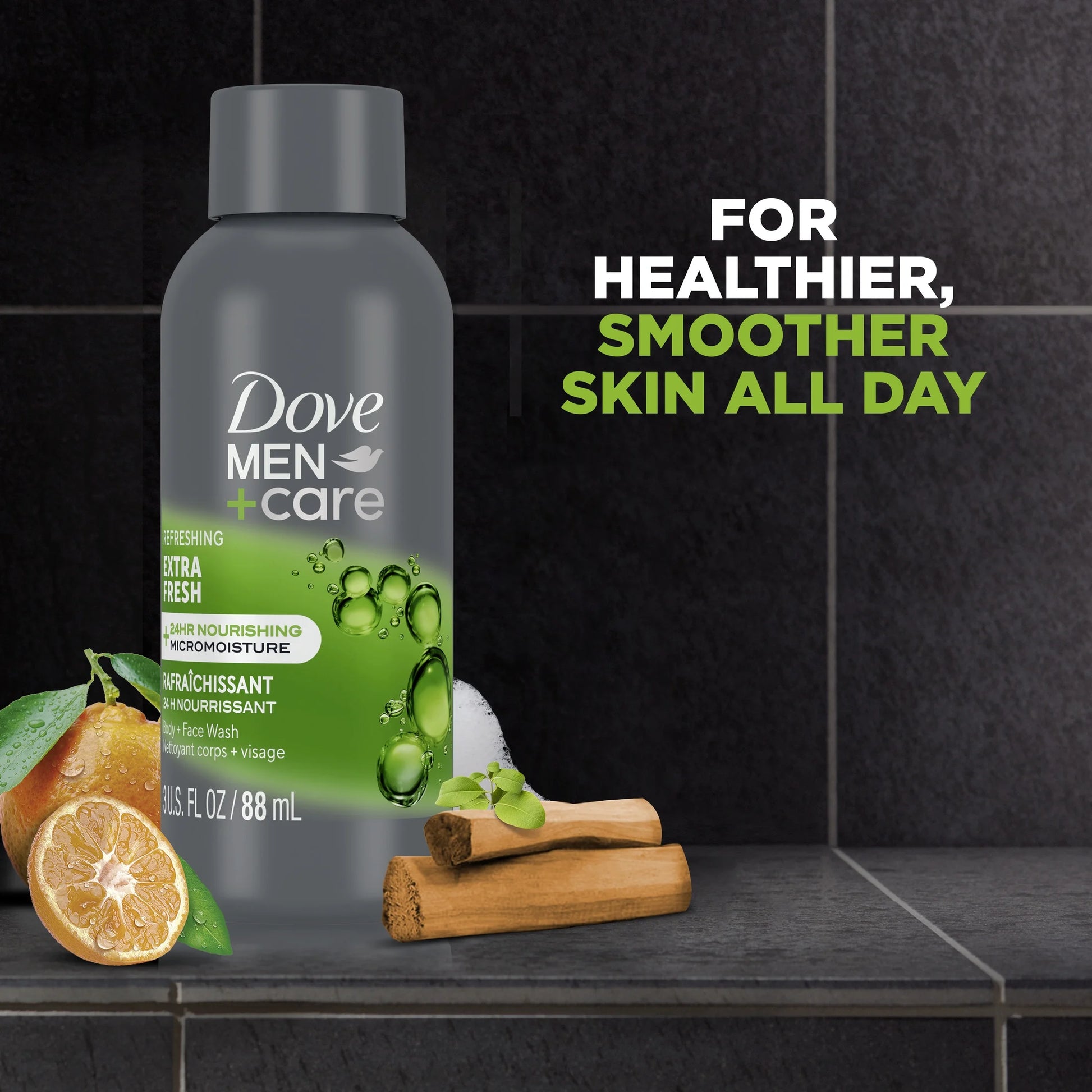 (3 Pack) Dove Refreshing & Nourishing Body Wash for Men Extra Fresh, 3 Oz