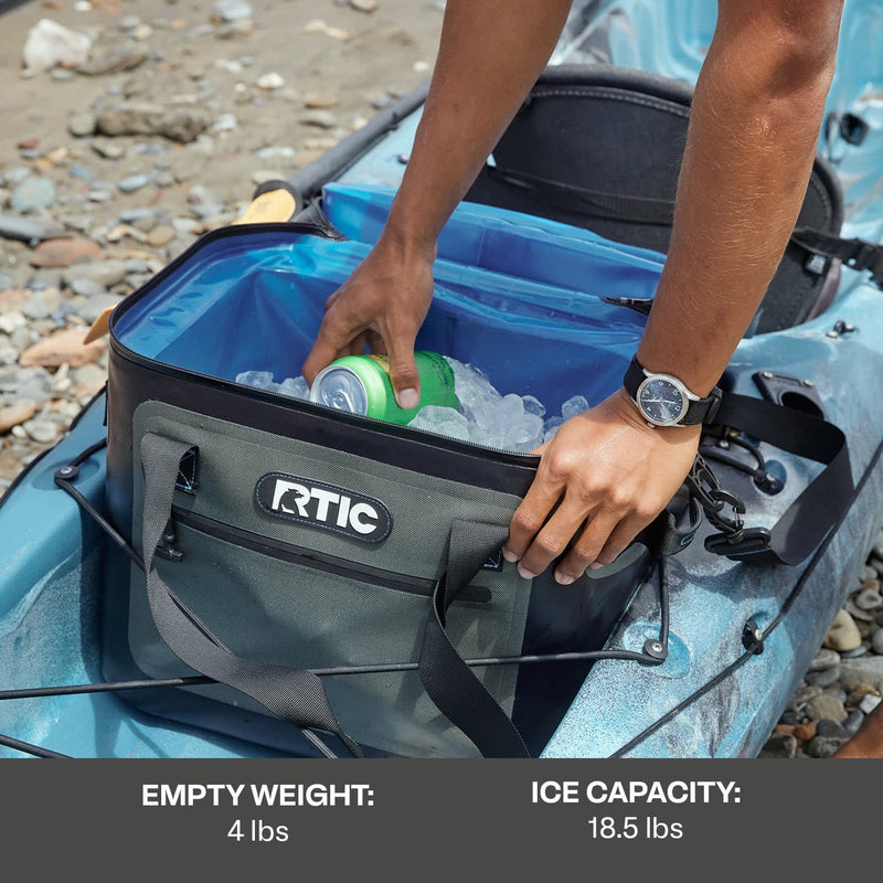 30 Can Ultra-Tough Soft Cooler, Leakproof Ice Chest Cooler with Waterproof Zipper, Black