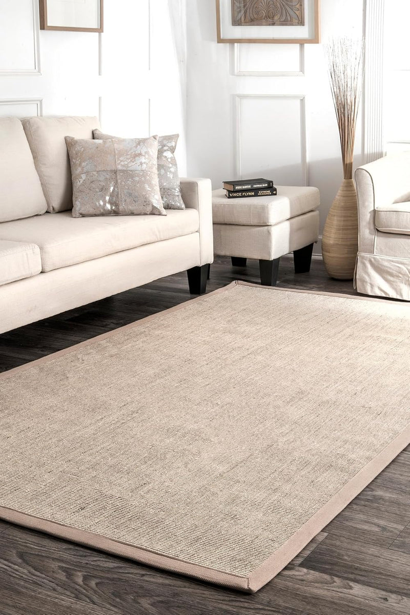 Bordered Maryjo Sisal Accent Rug, 3X5, Beige - Puck's