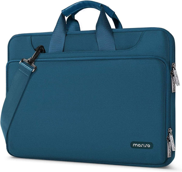 360 Protective Laptop Shoulder Bag Compatible with Macbook Air 15 M4 A3241 M3 A3114 M2 A2941/Pro 16 Inch M4 M3 M2 M1, 15-15.6 Inch Notebook,Matching Color Sleeve with Belt, Teal Green - Puck's