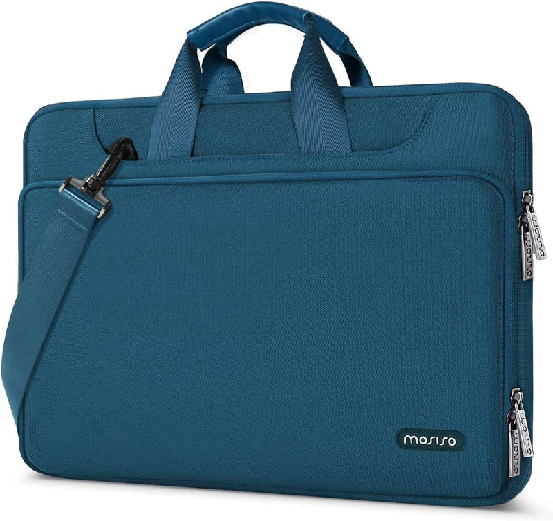 360 Protective Laptop Shoulder Bag Compatible with Macbook Air 15 M4 A3241 M3 A3114 M2 A2941/Pro 16 Inch M4 M3 M2 M1, 15-15.6 Inch Notebook,Matching Color Sleeve with Belt, Teal Green - Puck's