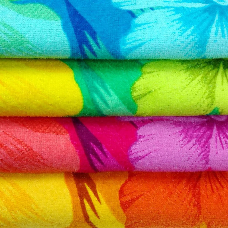 Kaufman - Colorful Hibiscus Beach Towels | 100% Cotton with Ends Hemmed | 30" X 60" | Colorful Soft & Absorbent Pool Towels for Adults and Kids | Fiber Reactive | 4 Pack