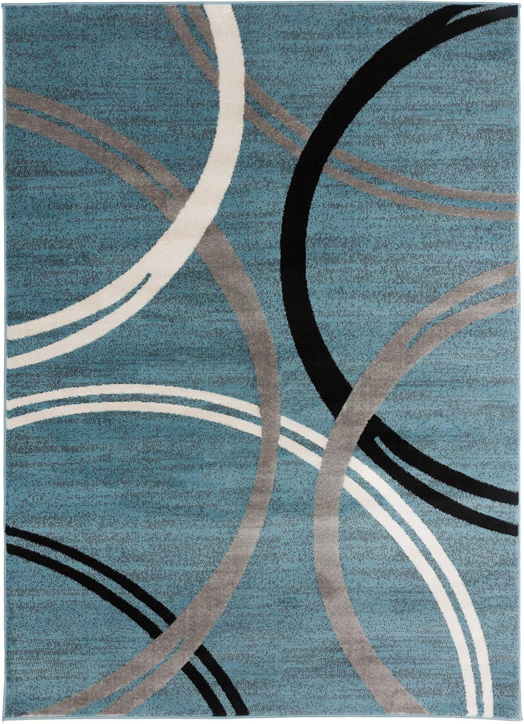 Modern Wavy Circles Design Area Rug 6'6" X 9' Blue - Puck's