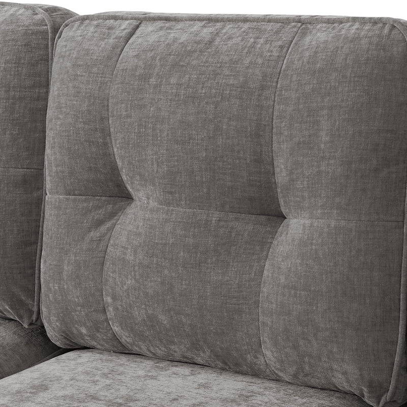 Converteerbare slaapbank, L-vormige bank met omkeerbare chaise lounge, Chenille stof moderne bank voor woonkamer, appartement, kantoor, 3 zitplaatsen, grijs - Puck's