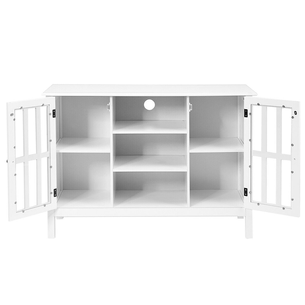 Wood TV Stand Entertainment Media Center Console for TV up to 50'' White - Puck's