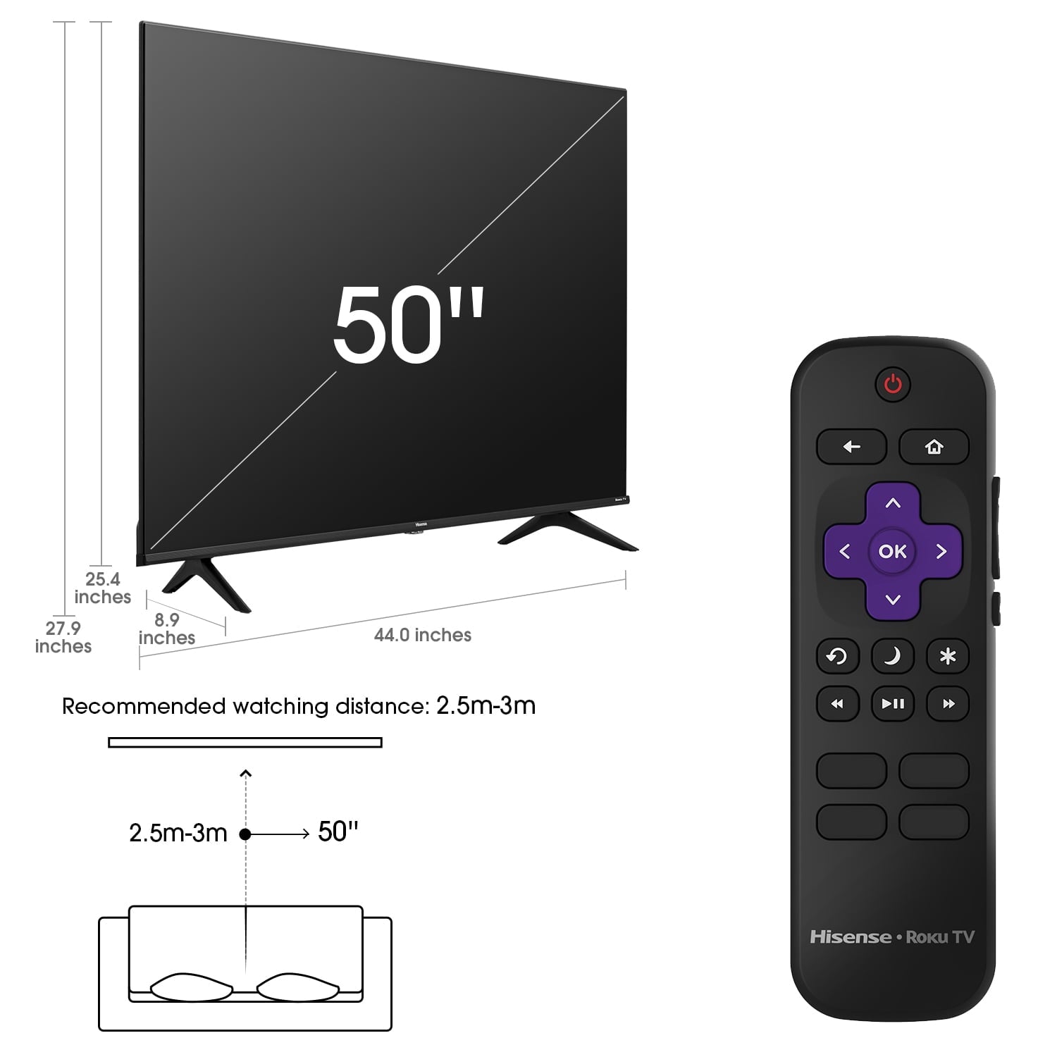 50" Class 4K UHD LED LCD Roku Smart TV HDR R6 Series 50R6E3 - Puck's