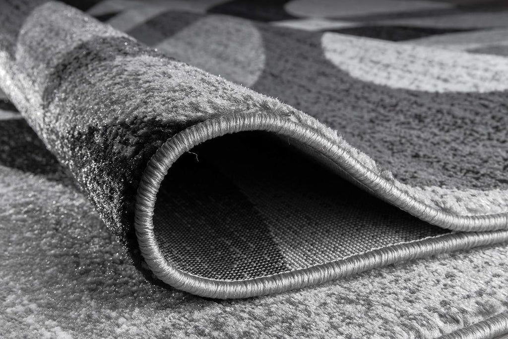 Contemporary Abstract Circles Perfect for High Traffic Areas of Your Living Room,Bedroom,Home Office,Kitchen Area Rug 6'6" X 9' Gray - Puck's