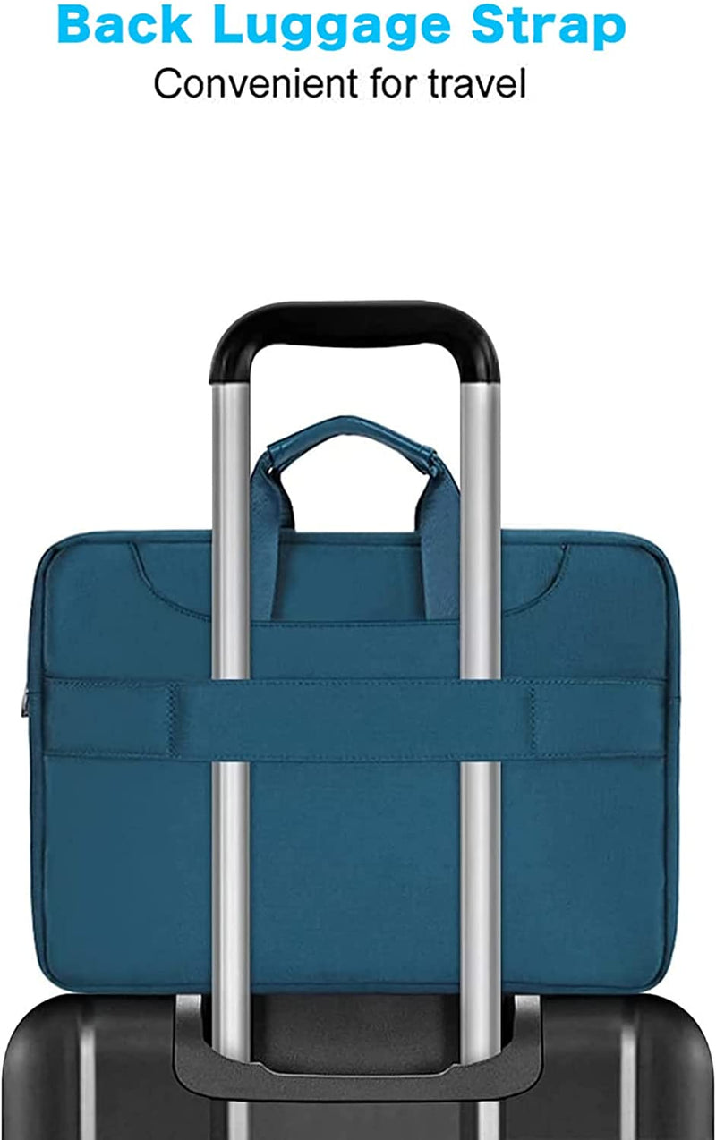 360 Protective Laptop Shoulder Bag Compatible with Macbook Air 15 M4 A3241 M3 A3114 M2 A2941/Pro 16 Inch M4 M3 M2 M1, 15-15.6 Inch Notebook,Matching Color Sleeve with Belt, Teal Green - Puck's
